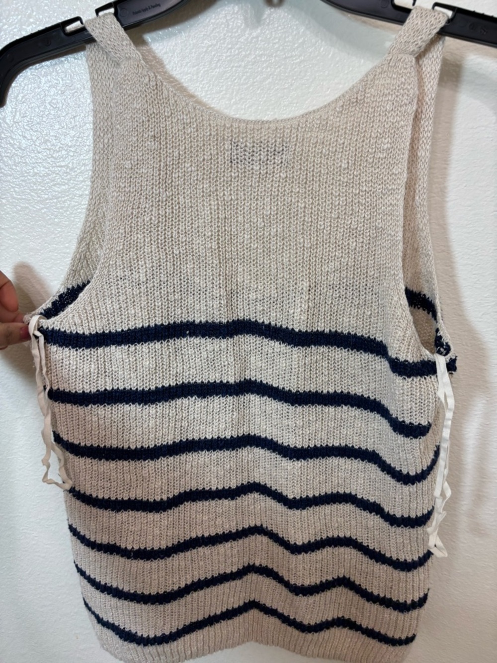 GAP Cropped Striped Knit summer beach boxy Tank - Cream & Black - Picture 3 of 4